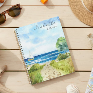 Seascape Watercolor Beach Ocean Personalised  Planner