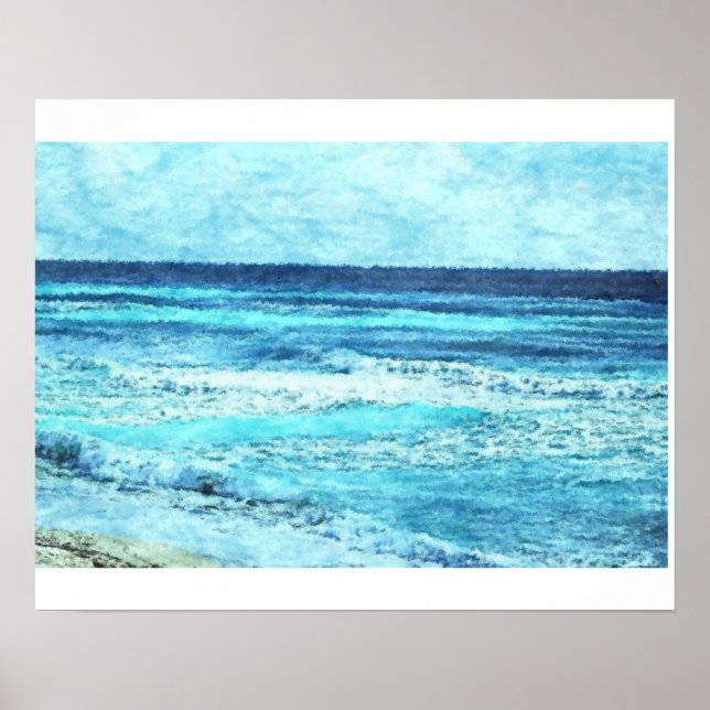 Seascape Watercolor Photo Poster (Front)