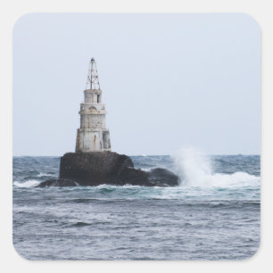 Seascape with lighthouse square sticker