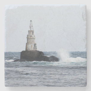 Seascape with lighthouse stone coaster