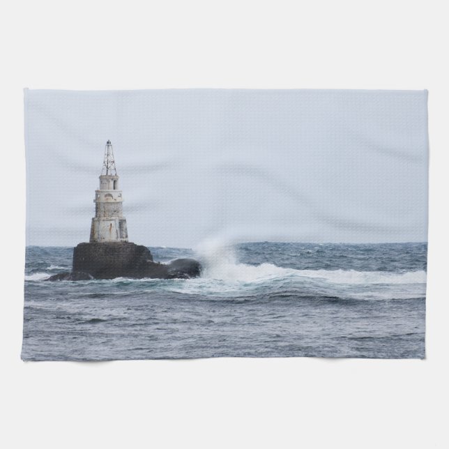Seascape with lighthouse tea towel (Horizontal)