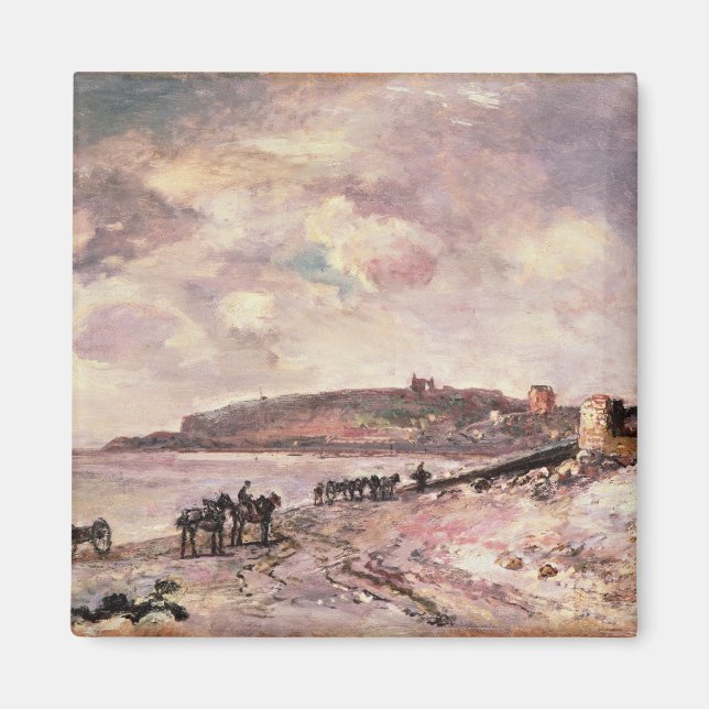 Seascape with ponies on the beach magnet (Front)
