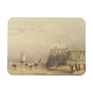 Seascape with Sailing Barges and Figures Wading Of Magnet