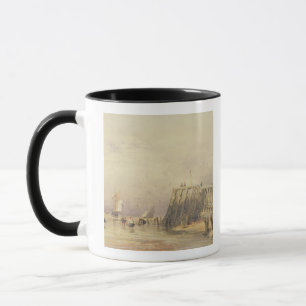 Seascape with Sailing Barges and Figures Wading Of Mug