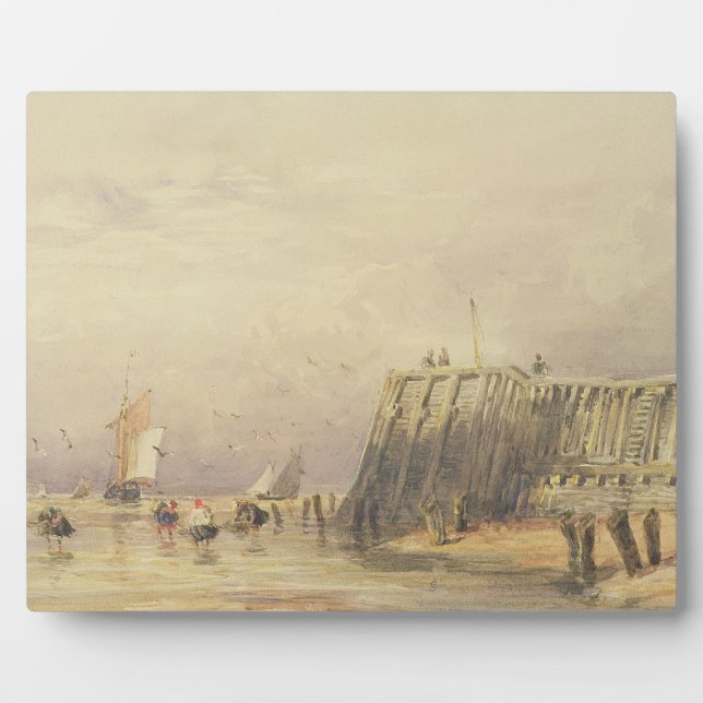 Seascape with Sailing Barges and Figures Wading Of Plaque (Front)