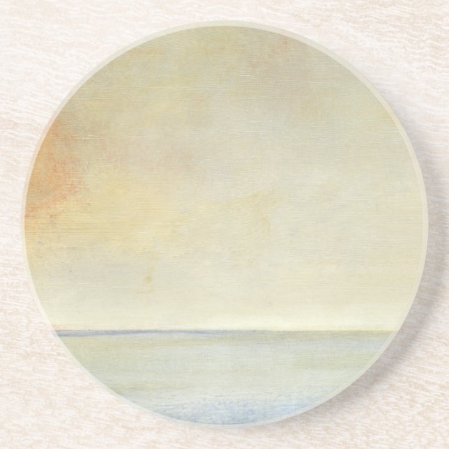 Seascape with Tranquil Orange Sunset Coaster (Front)