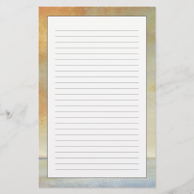 Seascape with Tranquil Orange Sunset Stationery (Front)