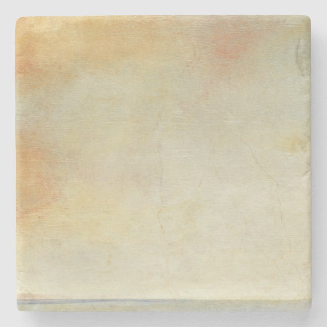 Seascape with Tranquil Orange Sunset Stone Coaster (Front)