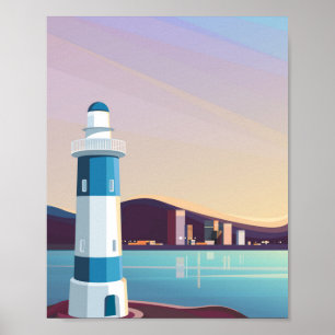 Seascapes with lighthouse poster