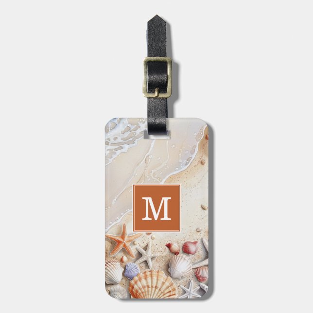 Seashell and Beach Luggage Tag (Front Vertical)