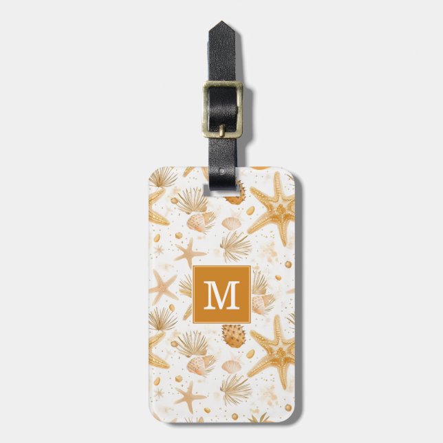 Seashell and Beach Luggage Tag (Front Vertical)