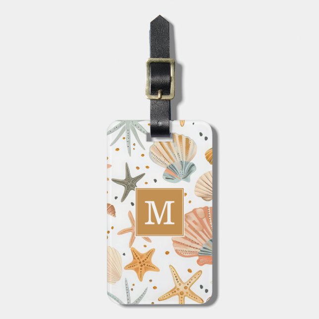 Seashell and Beach Luggage Tag (Front Vertical)