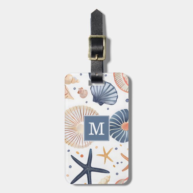 Seashell and Beach Luggage Tag (Front Vertical)