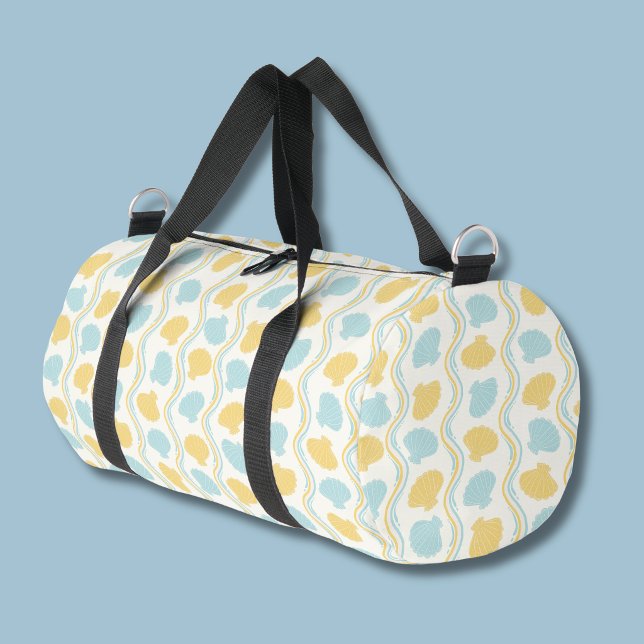 Seashell and beach waves Summer Duffle Bag (Seashells and ocean waves patterned duffel bag)