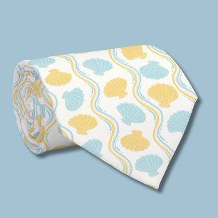 Seashell and beach waves Summer Tie