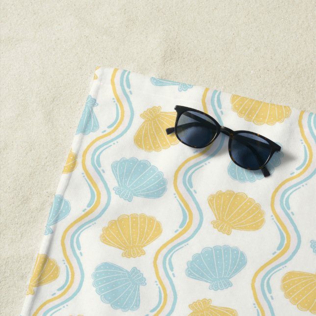 Seashell and beach waves Summer Towel (In Situ)