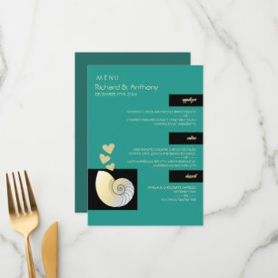 Seashell and Hearts, Beach Wedding Menu