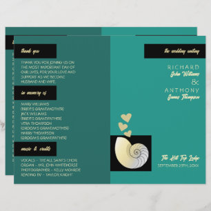 Seashell and Hearts, Beach Wedding Programme