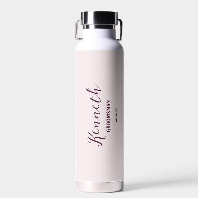 Seashell and Plum Modern Monogram Bachelor  Water Bottle (Front)