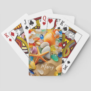 Seashell and Sea Glass on a Beach Playing Cards