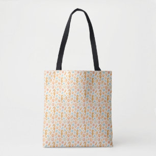 Seashell and seahorse watercolor pattern tote bag