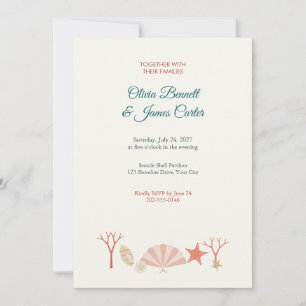 Seashell and Starfish Beach Wedding Invitation
