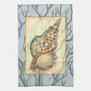 Seashell and Tree Branches Tea Towel