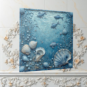 Seashell Aquatic Fish Underwater Bubble Backsplash Tile