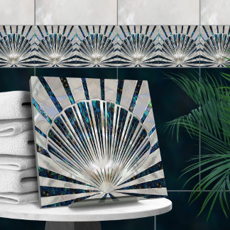 Seashell Art Deco - Abalone Shell and Pearl Tile