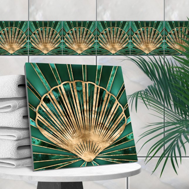Seashell Art Deco -Malachite and Gold Tile (Creator Uploaded)
