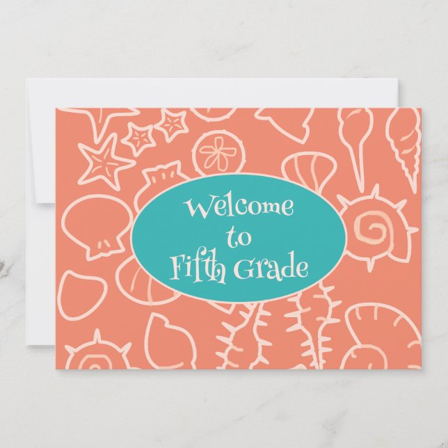 Seashell Art Welcome to Class Teacher Message Card (Front)