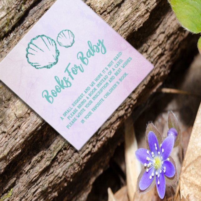 Seashell Baby Shower Books For Baby Enclosure Card (Creator Uploaded)