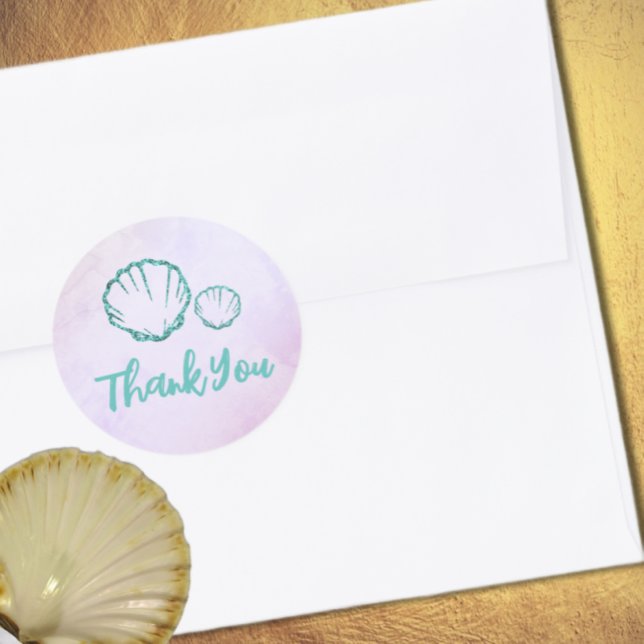 Seashell Baby Shower Classic Round Sticker (Creator Uploaded)