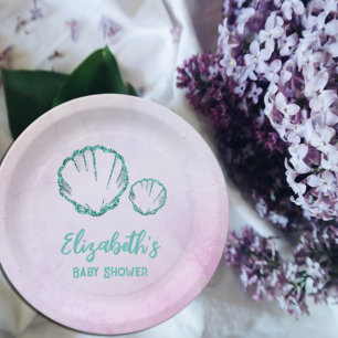 Seashell Baby Shower Paper Plate