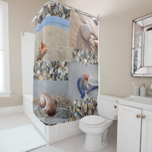 Seashell Beach Bathroom Shower Curtain