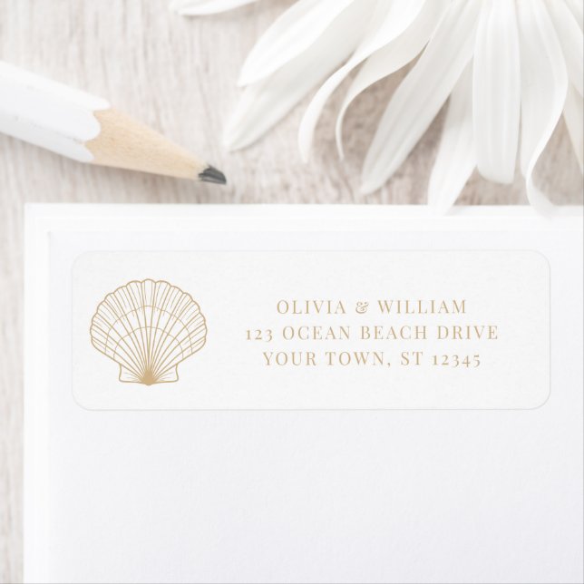 Seashell Beach Beige Wedding Return Address (Insitu)