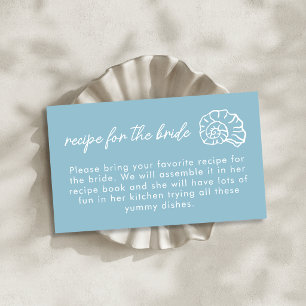 Seashell Beach Blue Bridal Shower Recipe Request  Enclosure Card