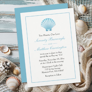 Seashell Beach Blue Turquoise Nautical Wedding Invitation