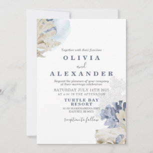 Seashell beach blue wedding Invitation