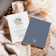 Seashell beach blue wedding Invitation