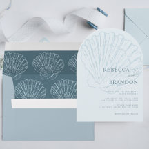Seashell Beach Coastal Blue QR Code Arch Wedding