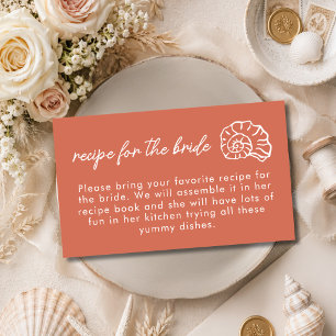Seashell Beach Coral Bridal Shower Recipe Request Enclosure Card