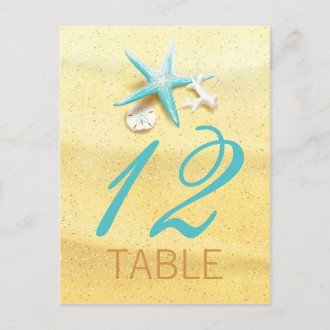 Seashell Beach Destination Wedding Table Card (Front)