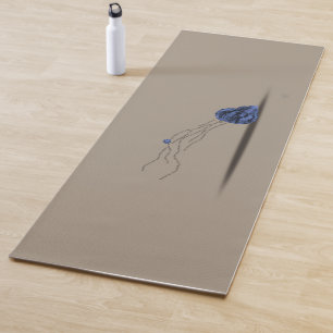 Seashell Beach Modern Beige Brown Blue Poem Relax Yoga Mat