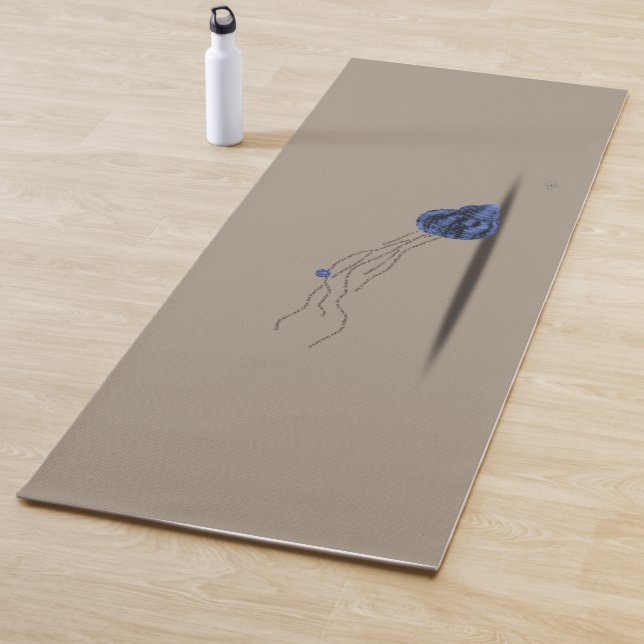 Seashell Beach Modern Beige Brown Blue Poem Relax Yoga Mat (In Situ)