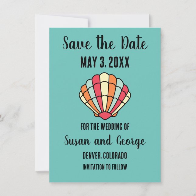 Seashell Beach Nautical  Save the Date Invitation (Front)