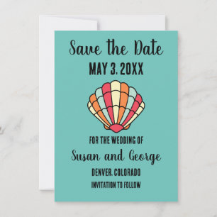 Seashell Beach Nautical Save the Date Invitation