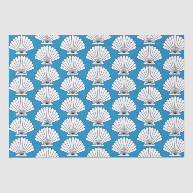 Seashell Beach Ocean Blue Tissue Paper (Front)