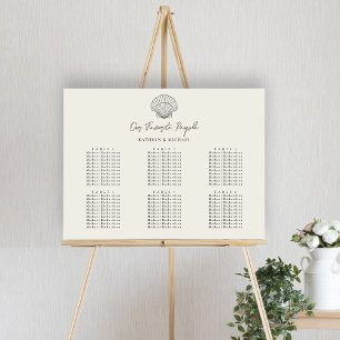 Seashell Beach Ocean Wedding 6 Table Seating Chart