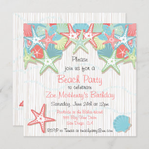Seashell Beach Party Invitations
